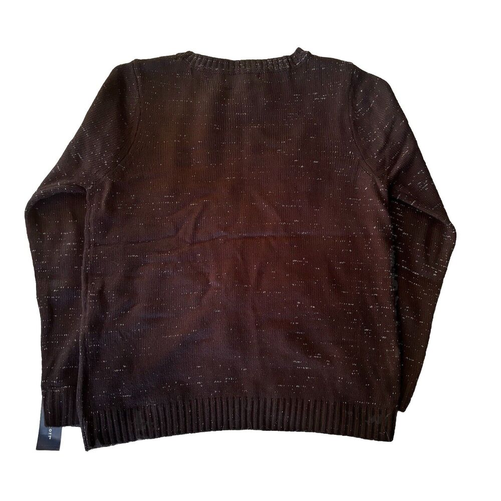 Karen Scott Sweater Sz L Embellished Metallic Christmas Whimsy Black Festive - Picture 6 of 9